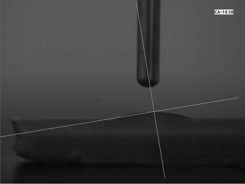 等離子處理後水滴角：18.50度