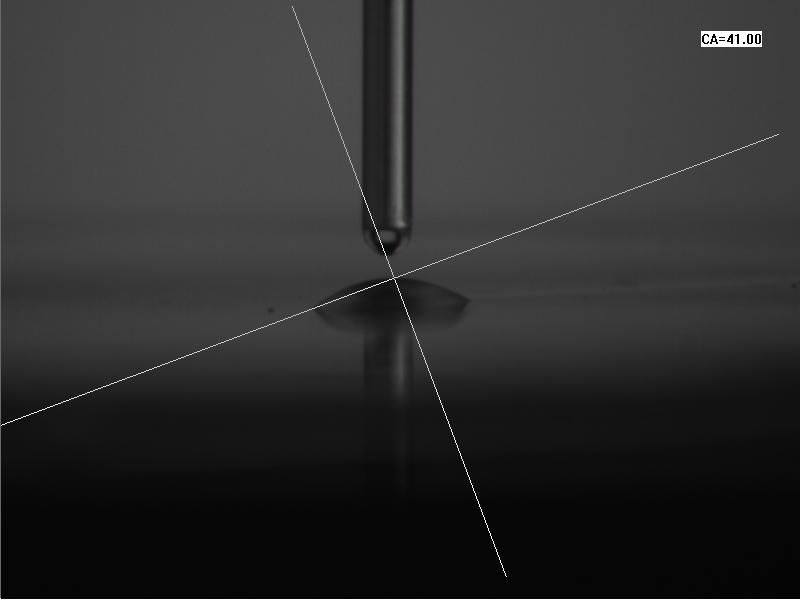 等離子處理前水滴角：41度  